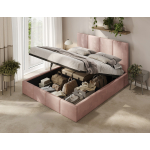 Rosa Polsterbett im hellen Schlafzimmer